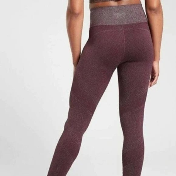 Athleta Twilight Tight Sparkle Seamless Leggings Burgundy XS - Picture 2 of 11